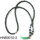 Green Aventurine Beads Pendant Horn Shape with Hematite Beads Strands Necklace